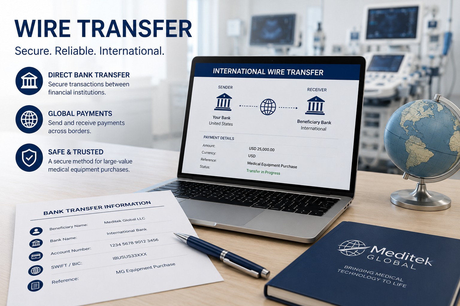 Wire transfer and ACH payment