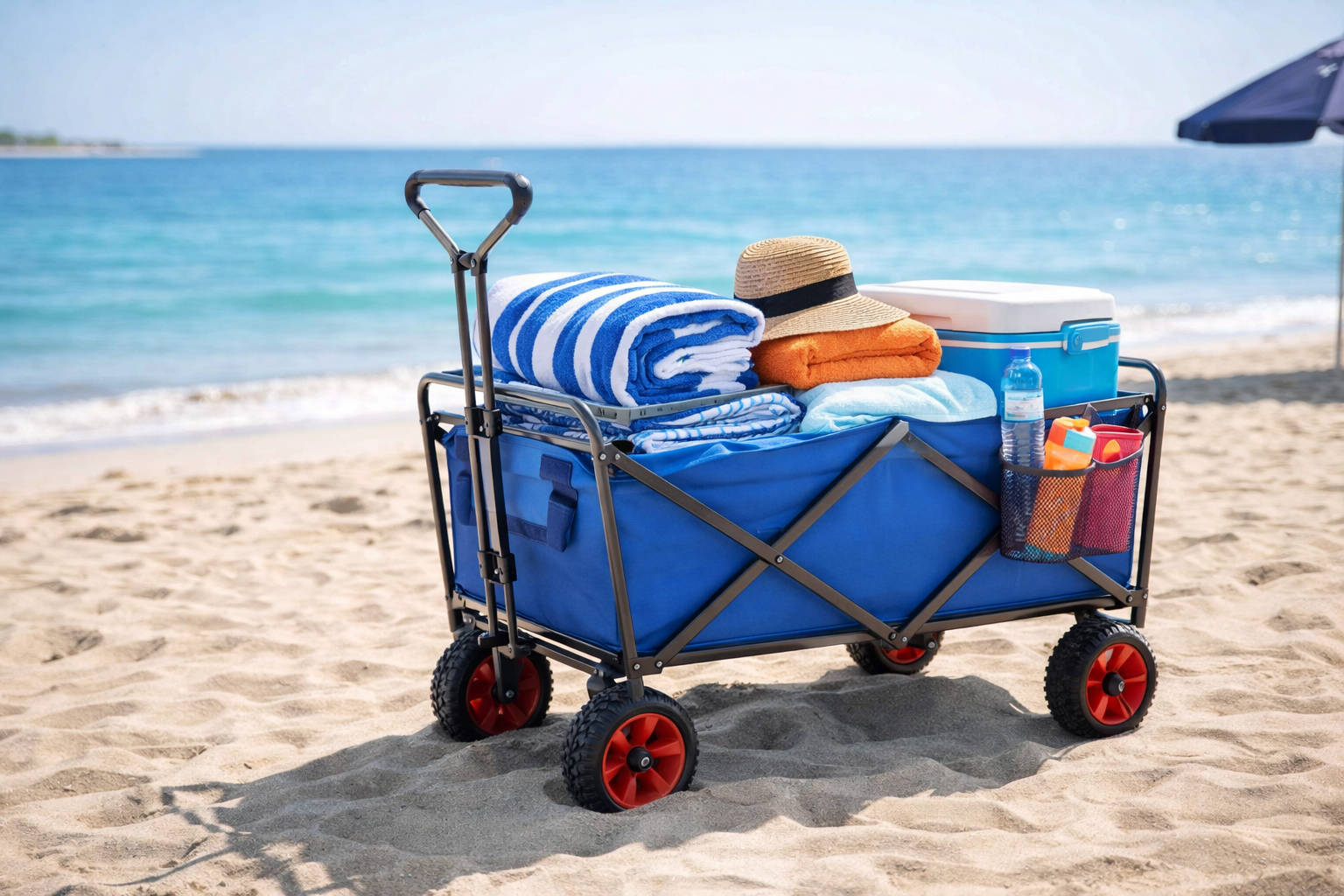 Compact beach wagons and all-terrain carts