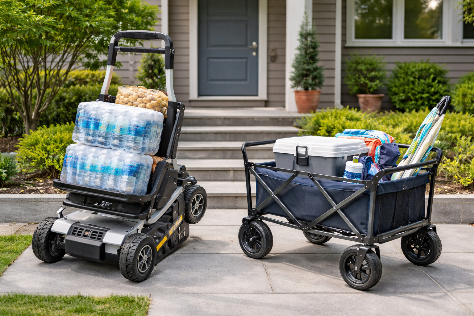 Electric folding carts and stair climbing trolleys