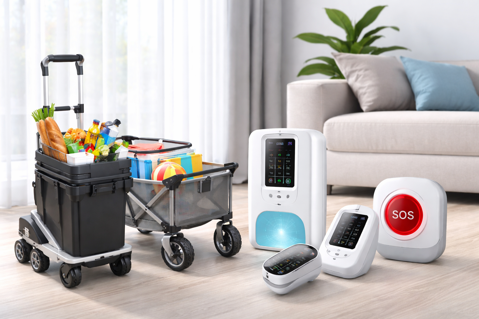 Home assistive solutions — carts, SOS, medication dispenser and home monitoring